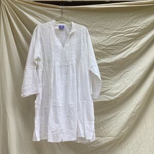 Pine Cone Hill White Embroidered Cotton Tunic/coverup, size XL